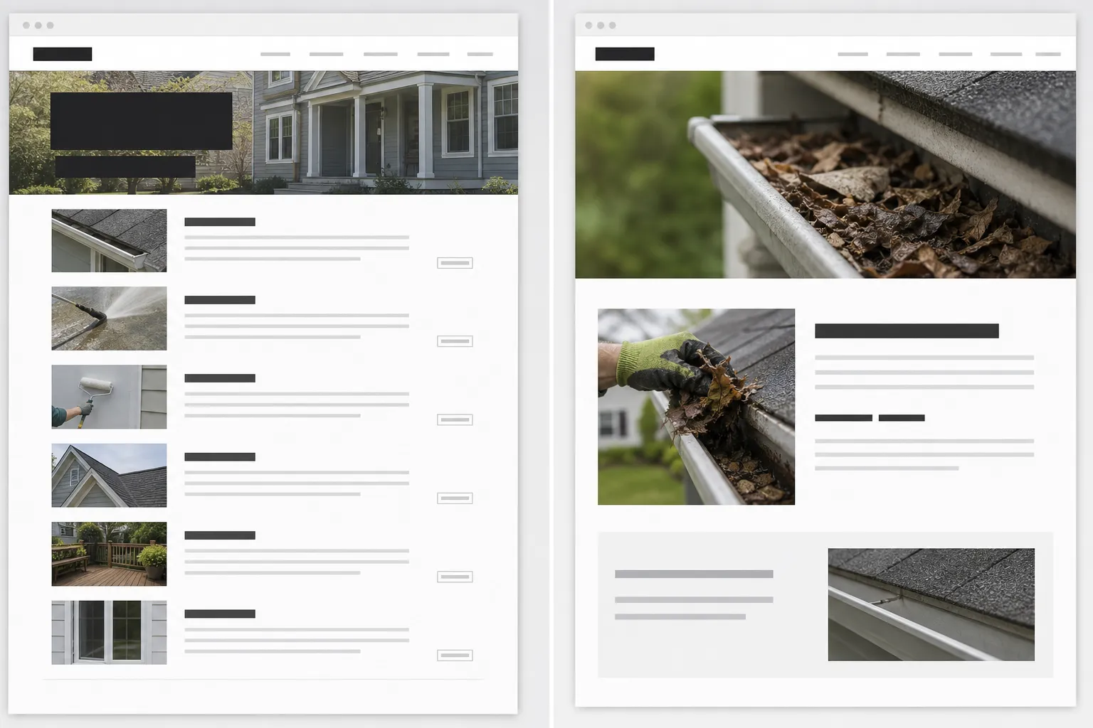 A generic services page next to a focused answer page that addresses one buyer question with specific first-hand detail