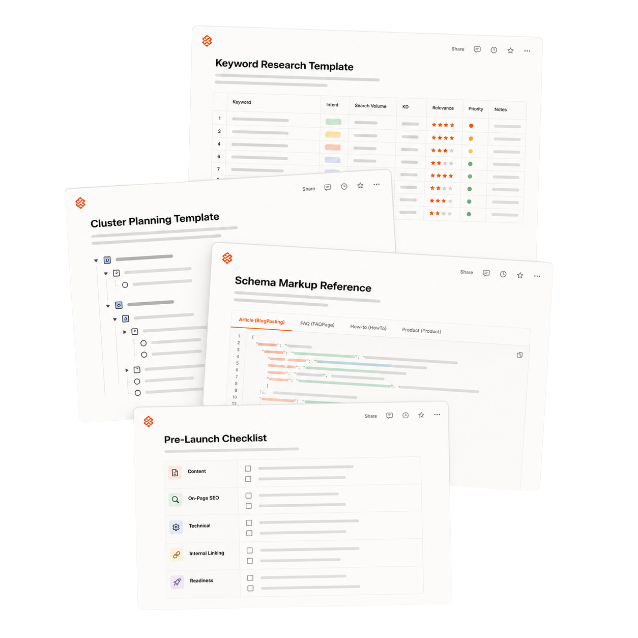 The four pre-built workspace templates