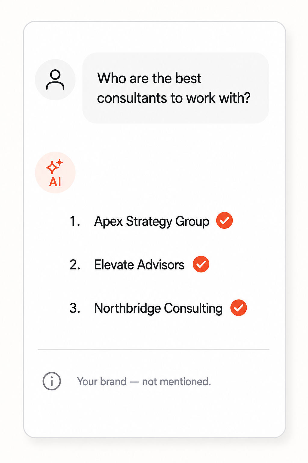 An AI assistant recommending competitors while your brand is not mentioned
